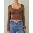 thumbnail image 3 of Cenuakty Womenacute;s Spring Summer Fitted Crop Tops Long Sleeve Low Cut Solid Color Slim T-shirt, 3 of 9