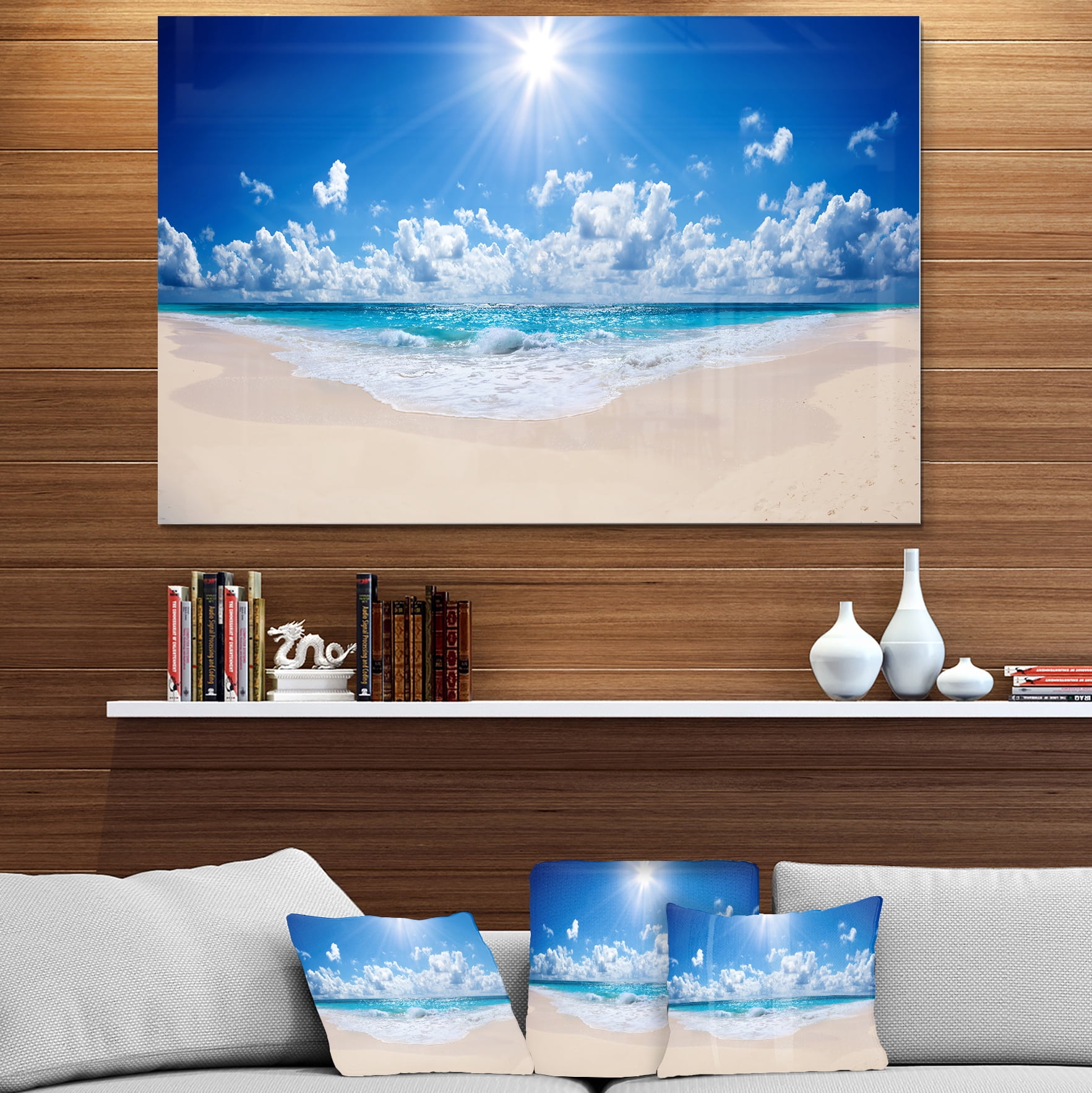 Designart 'Beautiful Tropical Beach Panorama' Metal Wall Art