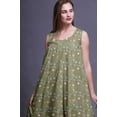 thumbnail image 2 of Bimba Dusty Green Floral Artistic Sleeveless Night Gown For Womens Cotton Printed Nightwear Ladies Sleepwear Large, 2 of 6