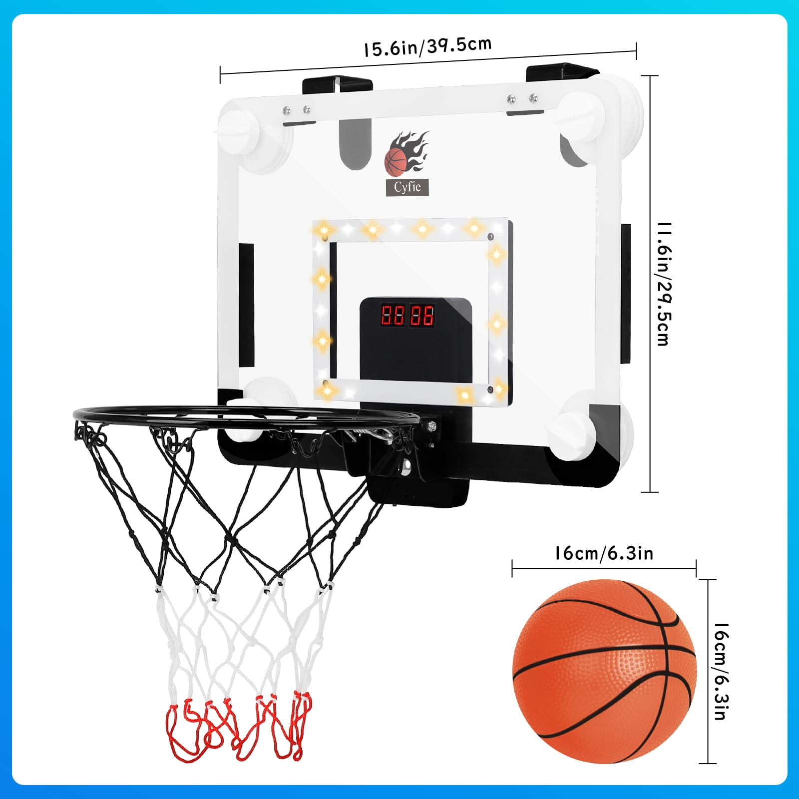 Cyfie Basketball Hoop Set for Kids,LED Light Basketball Hoop with Scoreboard,Christmas Gift for Boys and Girls,Deal on Sale Clearance