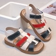 thumbnail image 4 of Summer Sandals for Girls Open Toe Cute Solid Strappy Slip on Outdoor Flat Shoes Breathable Hollow out Gladiator Dress Shoes Red 12.5 Little Kid, 4 of 8