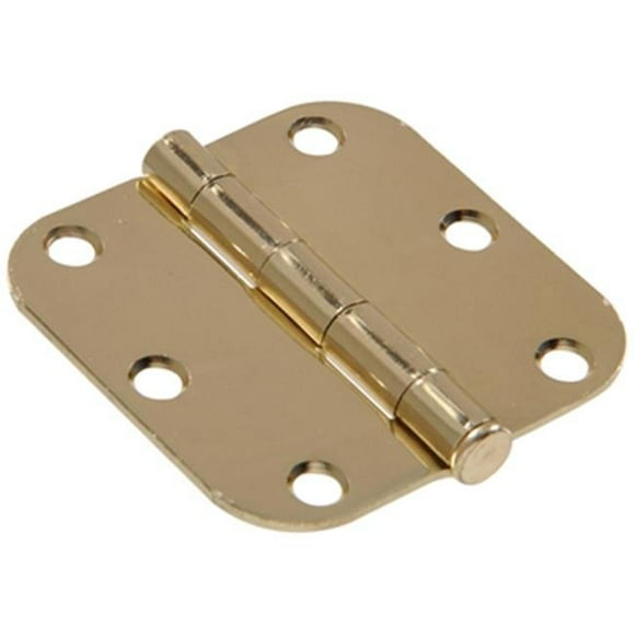 4 in. Residential Door Hinge with 0.62 in. Round Corners, Brass Plated