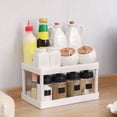 thumbnail image 6 of asjyhkr 2 Tier Plastic Countertop Shelf,Bathroom Organizer Vanity Tray Cosmetic Storage Kitchen Spice Rack Standing Shelves, Multipurpose Tabletop Display Shelf for Office Supplies, 6 of 7