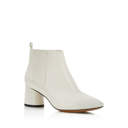 

MARC JACOBS Womens Ivory Chelsea Goring Padded Rocket Square Toe Block Heel Leather Heeled Boots 38