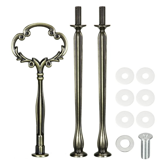 Uxcell 4 Sets Cake Tray Stand Handle Plate Hardware Fitting, 3-Tiers Flower Bronze