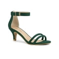 thumbnail image 1 of BLISSFUL STEP Sandales pour Femmes en Faux Suède à Bride à la Cheville à Talon Kitten à Enfiler à Brides Unies Vert 9, 1 of 7