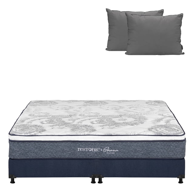 Colchón Restonic King Size Ghana + Box + Almohadas 2Pack