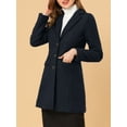thumbnail image 6 of Unique Bargains Women's Notched Lapel Single Breasted Outwear Long Coat XS Dark Blue, 6 of 8