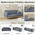 thumbnail image 2 of Aukfa Curved Arm Futon Convertible Sofa Bed for Home Office, 2 Pillows, Tufted Back, Velvet, Gray, 2 of 9