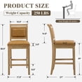 thumbnail image 2 of Dayalane 26" Farmhouse Counter Height Bar Stools Set of 2, Rustic French Wooden Barstools with Faux Leather Upholstered , Top Rail Nailhead Breakfast Bar Stool for Bar Kitchen Island Bistro, Brown, 2 of 13