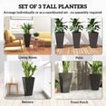 thumbnail image 3 of Outsunny 28" Tall Planters, Set of 3 Plastic Flower Pots with Marble Finish and Drainage Holes, Stackable Tapered Outdoor Planters, Brown, 3 of 9