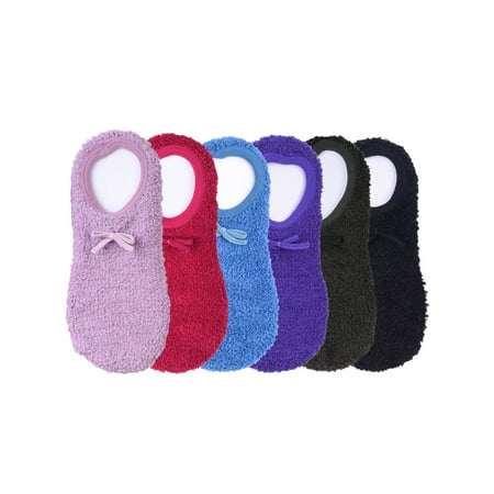 Multicolor Ballet Slipper Non-Slip 6 Pack Fuzzy Socks For (Best Slippers For Elderly)