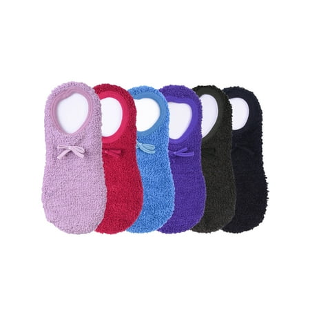 Multicolor Ballet Slipper Non-Slip 6 Pack Fuzzy Socks For (Best Ballet Slippers For Wide Feet)