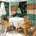 thumbnail image 4 of Outdoor Curtains for Patio Waterproof, Farmhouse Teal Brown Outdoor Privacy Panels Grommet, Vintage Wooden Striped Blackout Outside Curtains for Porch/Cabana/Pergola/Gazebo 54"x84", 2 Panels, 4 of 8