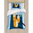 thumbnail image 1 of Wasabi Duvet Cover Set Twin Size, Colorful Doodle of Lovely Plate with Sushi and Chopsticks Print, Decorative 2 Piece Bedding Set with 1 Pillow Sham, Pale Azure Blue and Multicolor, by Ambesonne, 1 of 3