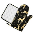 thumbnail image 2 of Disketp Christmas Gold Deers Oven Mitts And Potholders Bbq Gloves-Oven Mitts And Pot Holders With Recycled Infill Silicone Non-Slip Cooking Gloves For Cooking Baking Grilling, 2 of 9