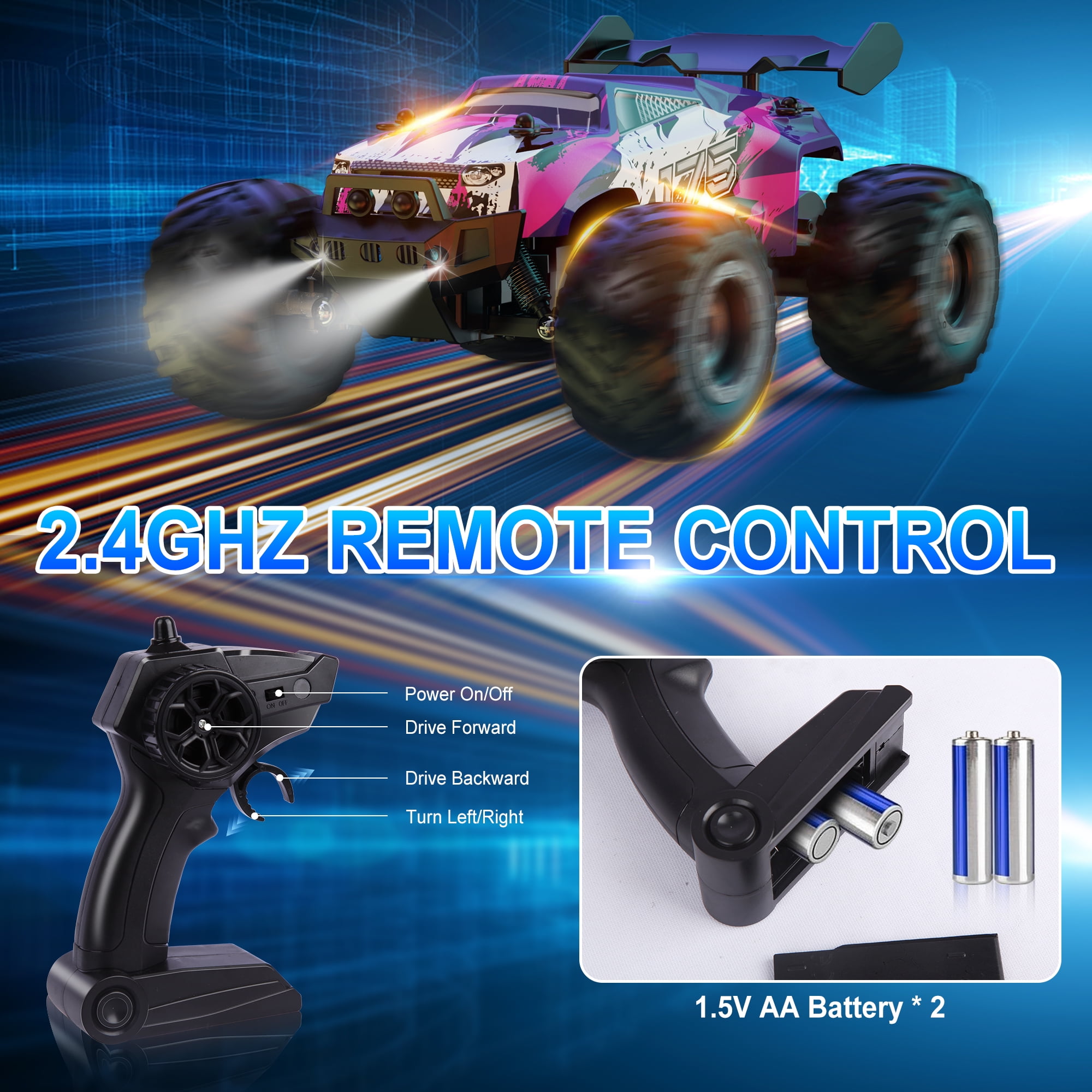 UUGEE Remote Control Car, RC Cars for Boys, 1:18 Scale High Speed off Road Monster Trucks with Lights, Christmas Birthday Gifts for  8-12 Kids