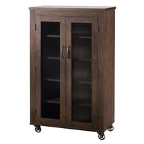Pemberly Row Wood Shoe Cabinet with Casters in Vintage Walnut