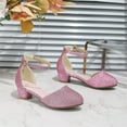 thumbnail image 5 of purcolt Girls Sparkly Glitter Heels Dress Shoes Flower Girl Mary Jane Sandals Wedding Party Princess Shoes for Toddler Little Kid/Big Kid, 5 of 6