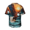 thumbnail image 6 of Lsque Textured Bald Eagle print Men's Cuban Collar Short Sleeve Shirt Summer Beachwear Casual Button Down Fashionable Vacation Leisure Shirt-4X-Large, 6 of 7
