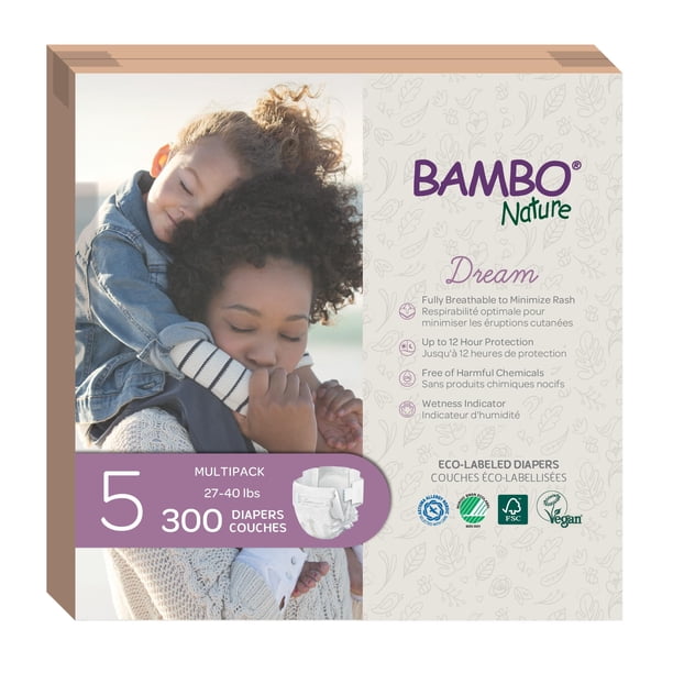 Pañales hipoalergénicos Bambo Nature Dream, talla 5 (27 a 40 libras)