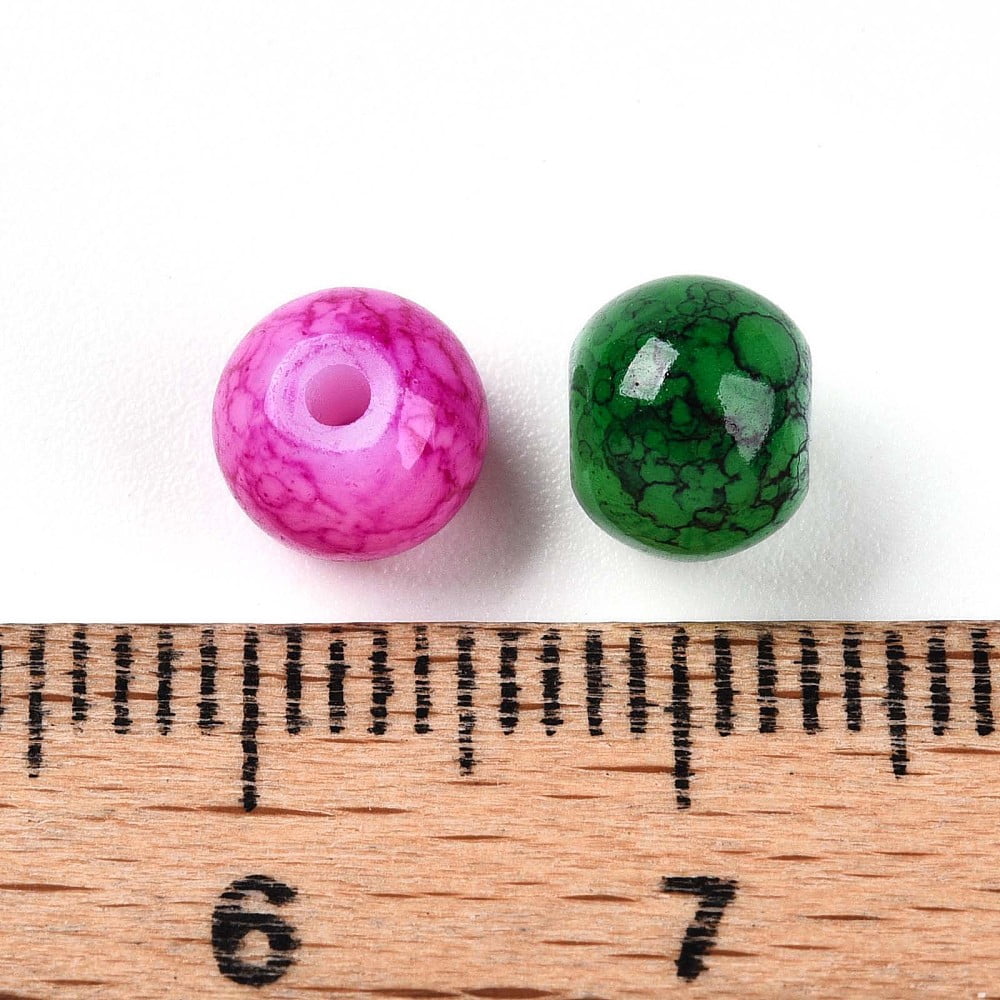 Baking Painted Glass Beads Round Mixed Color 6~6.5mm Hole: 1~1.6mm