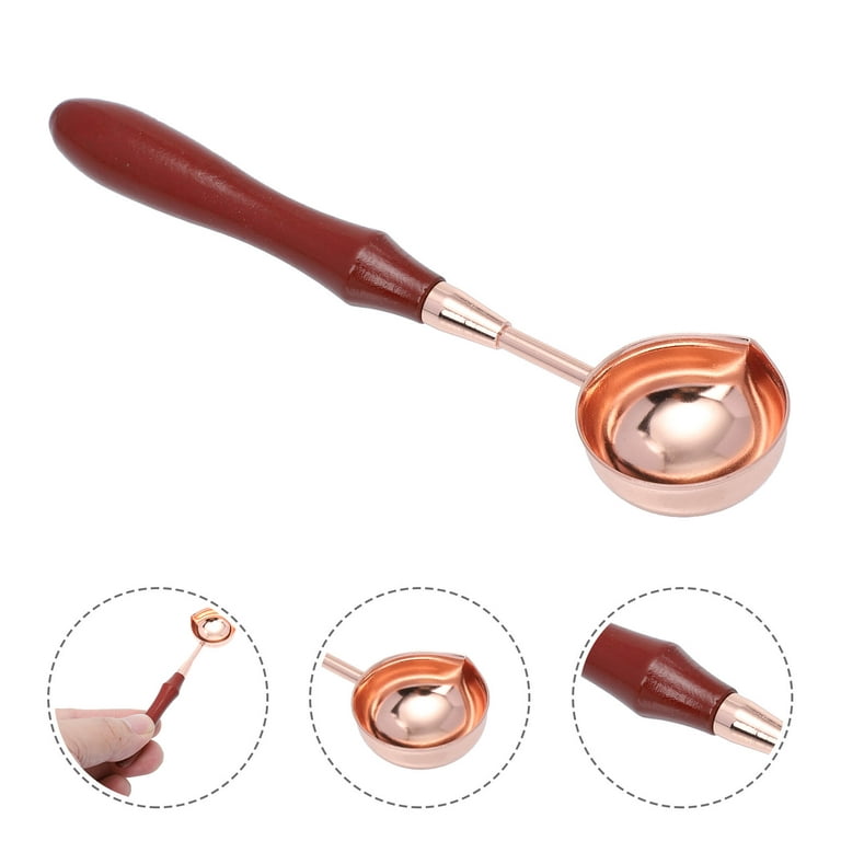 Uxcell 4 Wax Seal Spoon Wax Melting Spoon Vintage Long Wooden Handle Pink  3 Pack