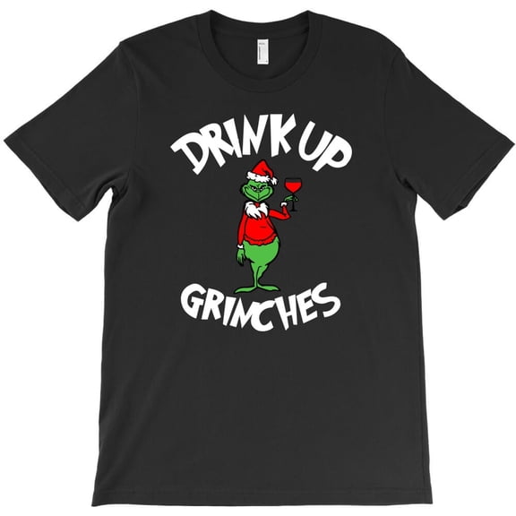 Christmas Grouch Drink Up Funny Christmas Holiday Party Graphic H34811 T-Shirt, for Men and Women, Up to Size 5XL