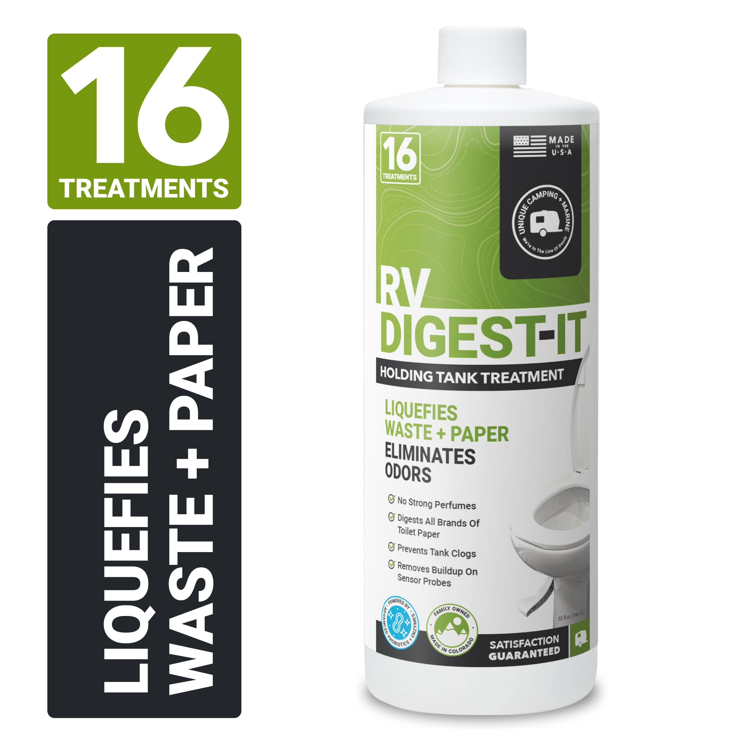 (2 pack) Unique RV Digest-It Classic, 16 Liquid Toilet Treatments for RV Waste Water Holding Tanks (32 Fl Oz)