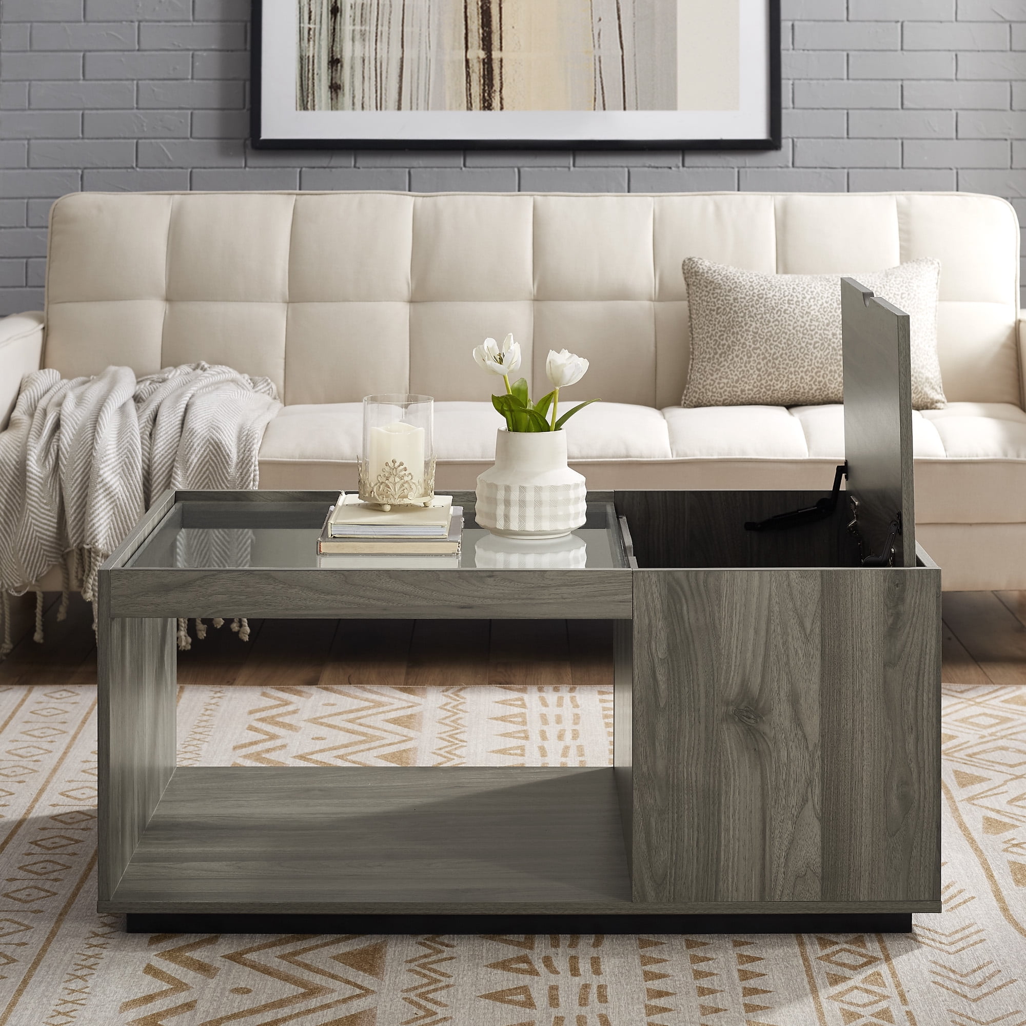 Manor Park Acadia Modern Lift Top Coffee Table, Slate Grey