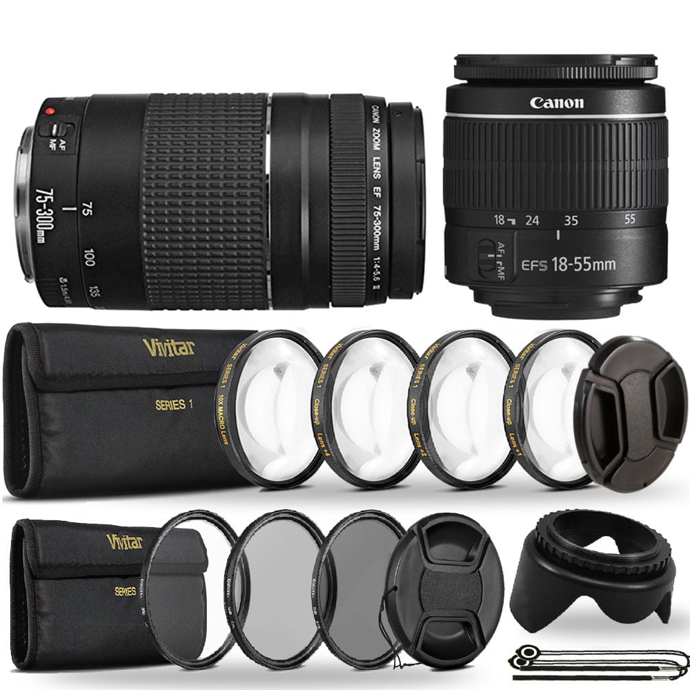 Canon Ef S 18 55mm Iii F3 5 5 6 Camera Lens And Ef 75 300mm Lens Bundle For Canon Eos Rebel T5 T6 T5i T6i T7i T6s 10d 1300d 600d 700d 60d 70d 80d Walmart Com