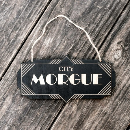 City Morgue - Black Halloween Door Sign