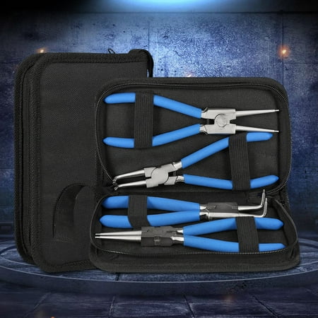 

LHCER 4pc Professional 7 Internal External Straight Bent Circlip Snap Ring Pliers Set Circlip Pliers Snap Ring Pliers
