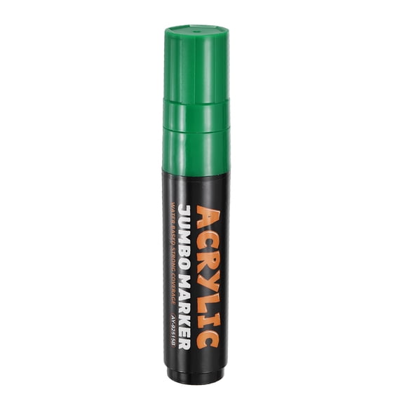 Uxcell Deep Green Poster Markers, 1 Pcs Permanent Waterproof Markers Large Acrylic Paint Pen 15mm Felt Wide Tip on Canvas Glass Wood Ceramic Rock for Painting, Sign Graffiti Creations
