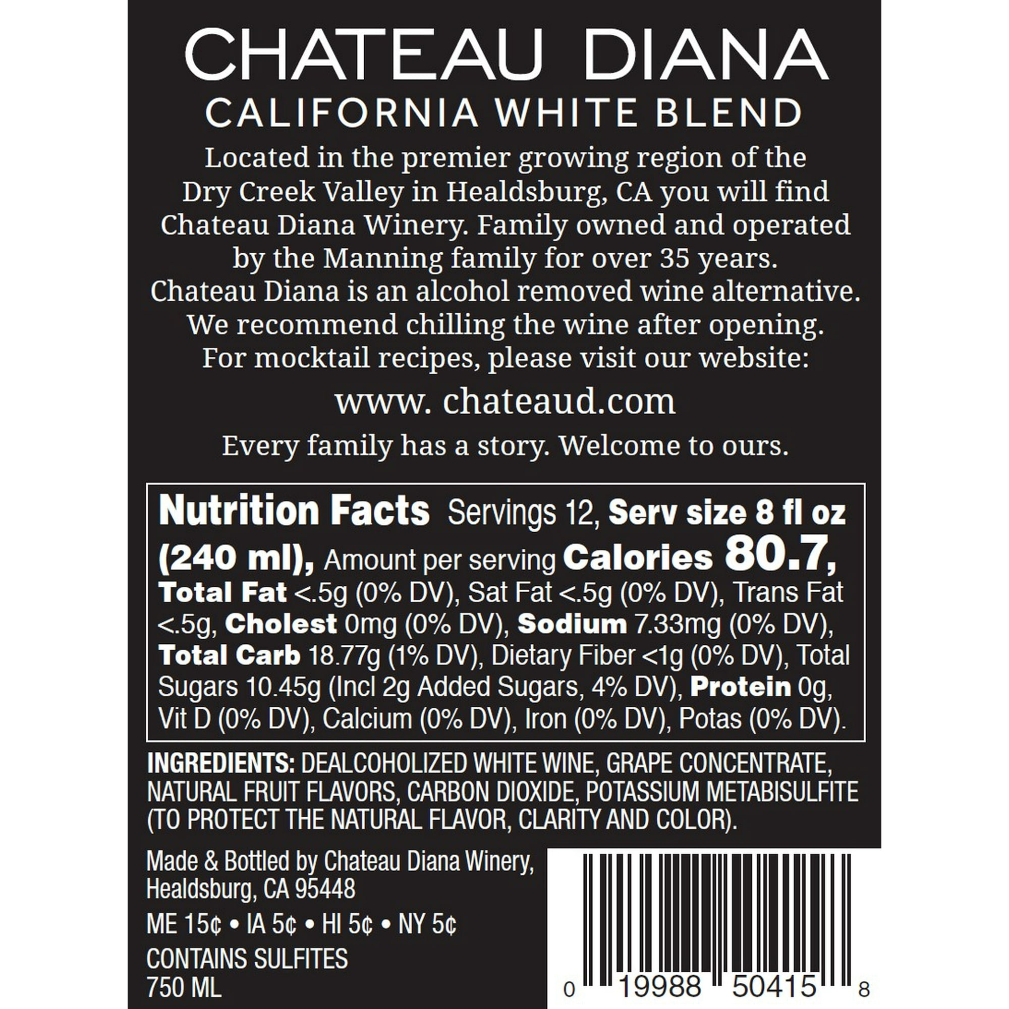 Chateau Diana Zero Alcohol White Blend - 12 Pack