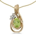 thumbnail image 1 of 14k Yellow Gold Oval Peridot And Diamond Teardrop Pendant with 18" Chain, 1 of 3