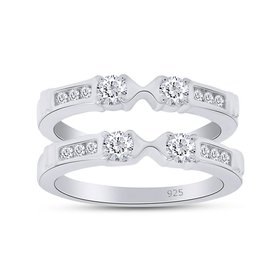 1/2 Carat Round Cut Lab Created Moissanite Diamond Enhancer Guard For Engagement Wedding Ring In 14K White Gold Plated 925 Sterling Silver (Color : G-H, Clarity : VVS1, 0.50 Cttw) Size - 4