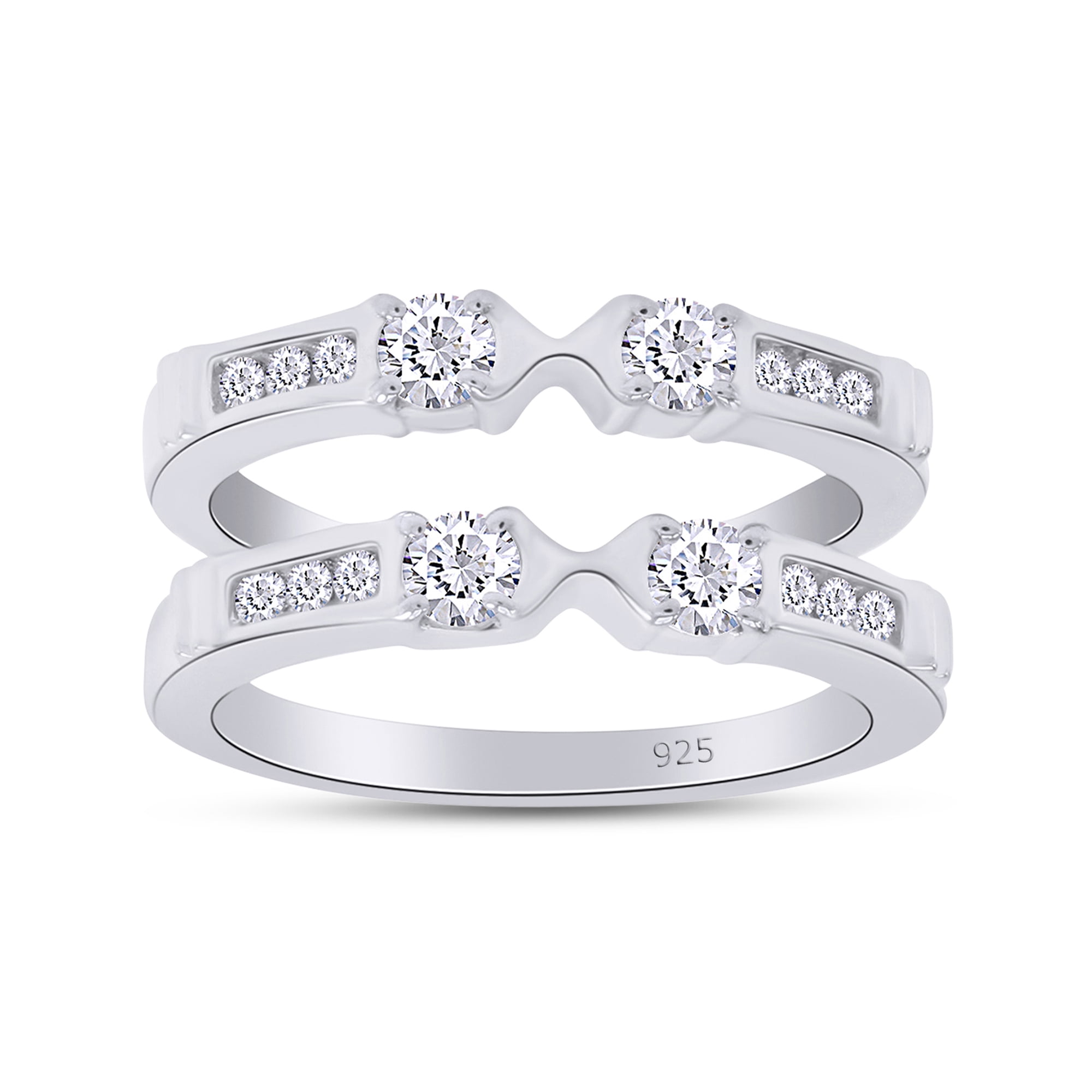 1/2 Carat Round Cut Lab Created Moissanite Diamond Enhancer Guard For Engagement Wedding Ring In 14K White Gold Plated 925 Sterling Silver (Color : G-H, Clarity : VVS1, 0.50 Cttw) Size - 4