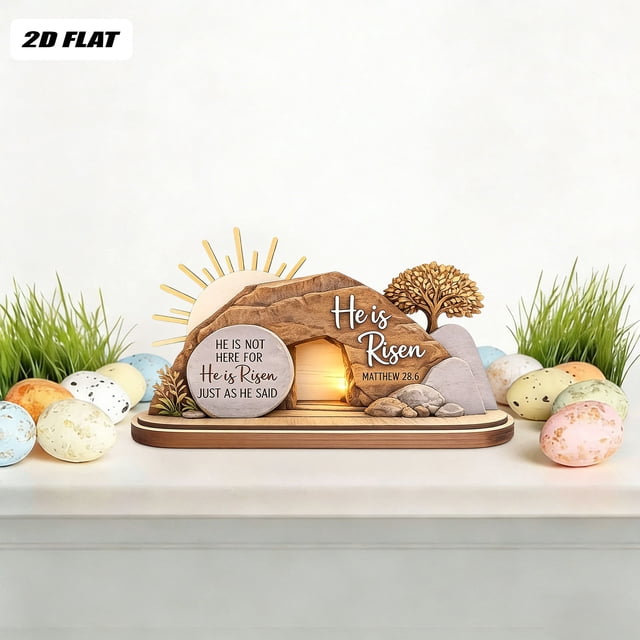 weibbin Acrylic Easter Resurrection Scene Decor Empty Tomb Religious Tabletop Ornament for Home Multicolor