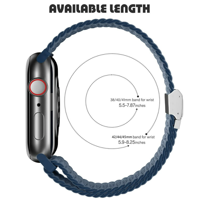 Stretchy Braided Loop Compatible with Apple Watch Bands 44mm 40mm 41mm 45mm  38mm 42mm 49mm Women Men, Solace Elastics Stretch Nylon Sport Strap