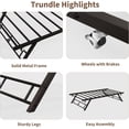 thumbnail image 4 of Tamaño individual pop-up trundle marco de cama trundle day cama con lockable casters y foldable metal platform in brown, 4 of 6