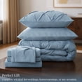 thumbnail image 3 of U by Bedsure Full Size Comforter Sets - Bedding Sets Full 7 Pieces, Bed in a Bag Bed Sets with Comforter, Sheets, Pillowcases & Shams, Adult & Kids Bedding, Mineral Blue, 3 of 3