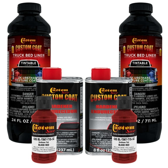 Custom Coat Blood Red 2 Quart (1/2 Gallon) Urethane Spray-On Truck Bed Liner Kit - Easy Mixing , Prevent Stop Rust