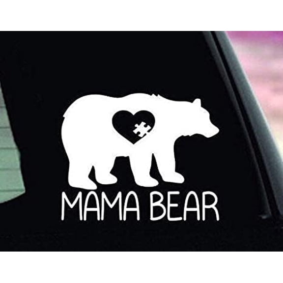 Autism Mama Bear 6 Inch Vinyl Car Decal – Cute Sticker for Parents for Truck, Car, Tumbler, Cup, Laptop, Decor, Locker, Table, Window