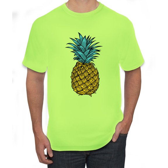 Wild Bobby, Trendy Tropical Pineapple, Fashion, Men Graphic Tee, Safety Green, X-Large