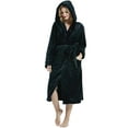 thumbnail image 4 of HEARTNICE Womens Hooded Fleece Robe, Plush Bathrobe Soft Warm Long Robes,(Black,S-M), 4 of 5