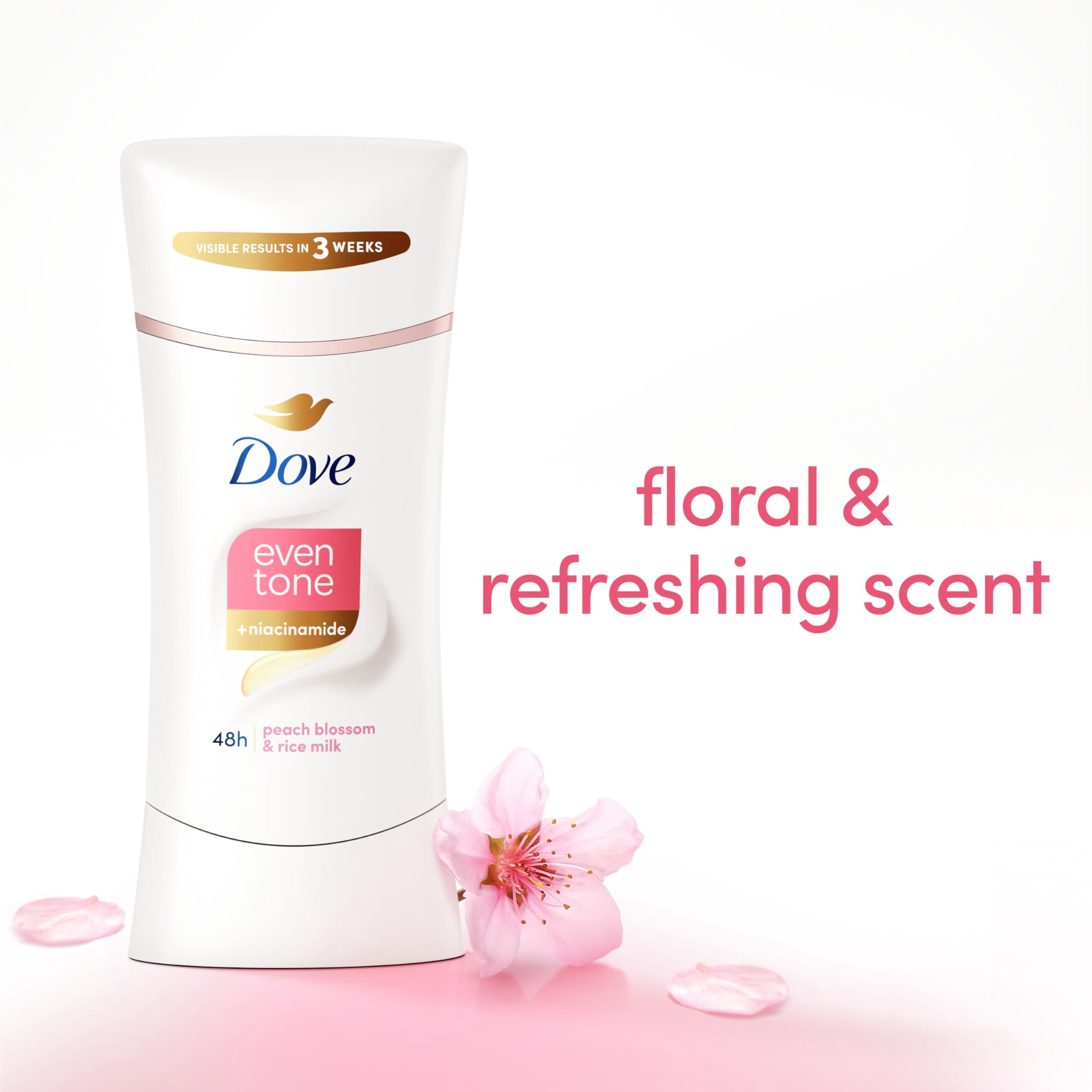 Dove Even Tone Antiperspirant Deodorant Stick Peach Blossom & Rice Milk 3 Count 2.6 oz