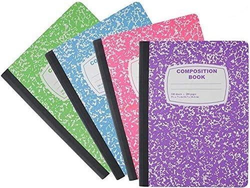 Emraw Neon Color Cover Composition Notebook Wide Ruled Paper Journal Hard Cover 100 sheets White Paper Perfect for School, Office, Planning, Note Taking and More. (Pack of 8)