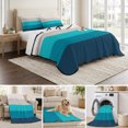 thumbnail image 6 of Twin Quilt Set 68''x86'', Blue Aqua Ombre Lightweight Summer Bedspread Coverlet Set with 2 Pillow Shams, Modern Abstract Art Farmhouse Striped Breathable All Season Quilt Bedding for Dorm/Bedroom, 6 of 9