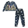 thumbnail image 2 of DISNIMO Cow Snowflake Printed Women 2 Piece Pajama Sets Long Sleeve Sleepwear Lounge Set with Pocket Crew Neck Pullover Top with Long Pants Christmas Loungewear Nightwear, XL, 2 of 7